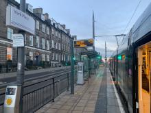 York Place tram stop in the morning