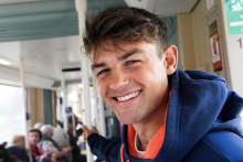 Ross Thompson on an Edinburgh Trams tram
