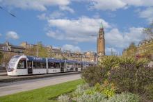 Tram at West End tram stop