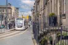 A tram in Leith