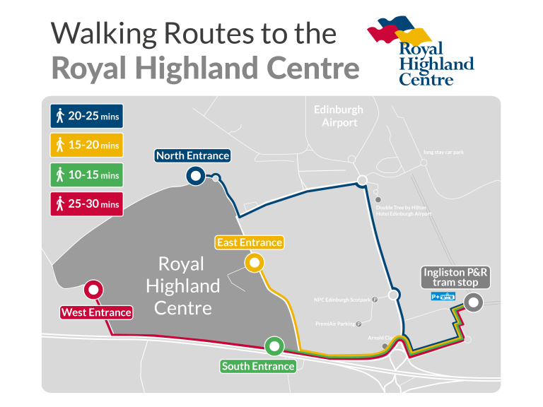 Walking routes to Royal Highland Centre