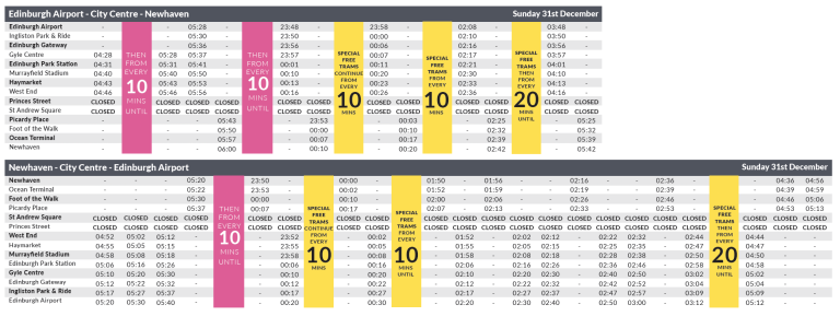 timetable 31st