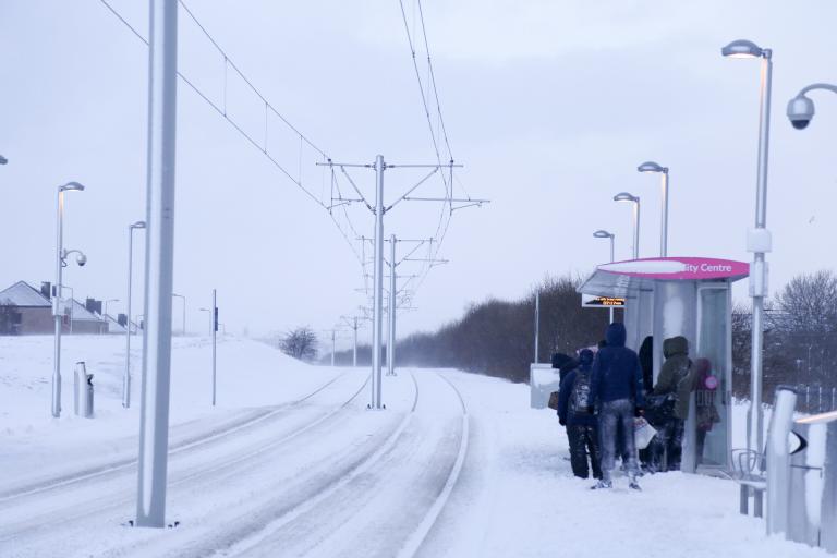 Tram stop Beast from the East