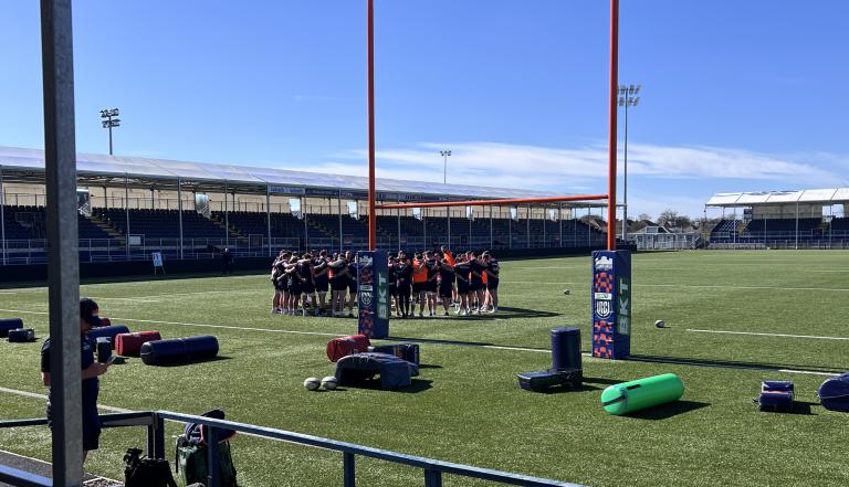 the Edinburgh Rugby team training at Hive stadium