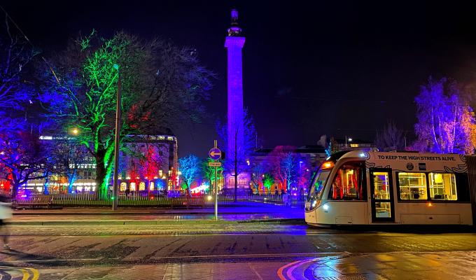St Andrew Square Tram at Night