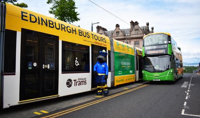 Edinburgh Bus Tours has unveiled a specially wrapped tram design in partnership with Edinburgh Trams