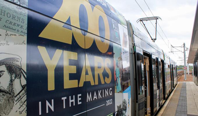 A tram celebrating 200 years of the Royal Highland Show out and about in Edinburgh ahead of the event later this month.