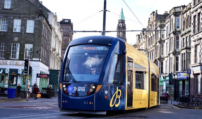 Tram heading towards Princes Street