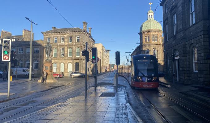 Edinburgh Trams tram in Leith