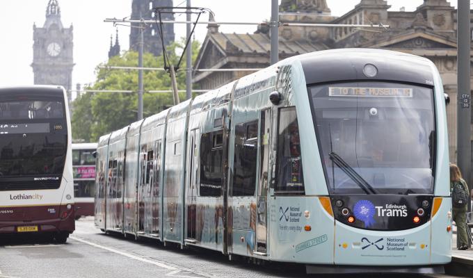 National Museum of Scotland tram on Princes Street