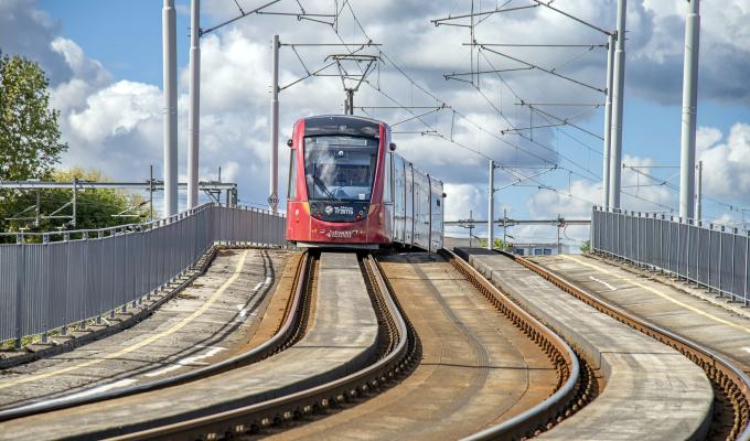 A tram near Murrayfield stadium