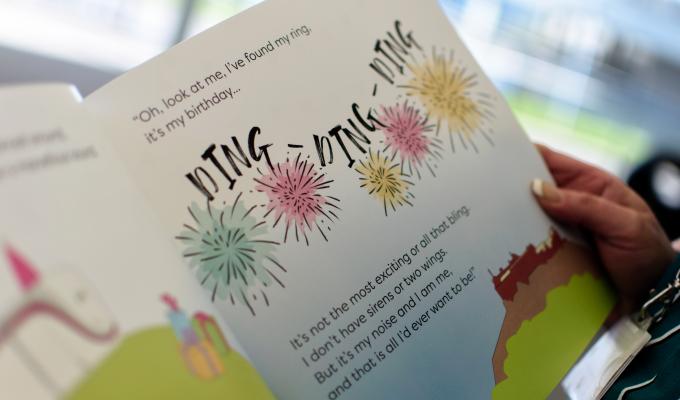 The inside of Tilly The Tram book