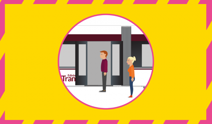 social distancing at tram platform